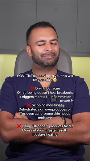 Drying out acne won’t fix it 🚨 Stripping your skin weakens the barrier, increases inflammation, and often makes breakouts worse. Calm, supported skin clears faster always. Save this before damaging your barrier #Skincare #SkincareHacks #HealthySkin #SimplifyYourRoutine