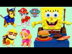 Paw Patrol Cook a Meal on Spongebob's Barbecue Grill!