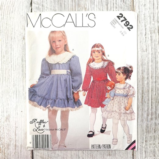 Mccall's 2792 Sewing Pattern, Cut: Little Girls (size 2-3-4) Dress and Cummerbund - Etsy UK