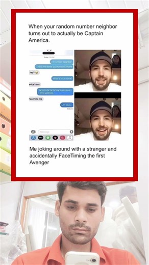 ​Imagine FaceTiming a completely random number neighbor and Chris Evans actually answers 🤯🇺🇸​