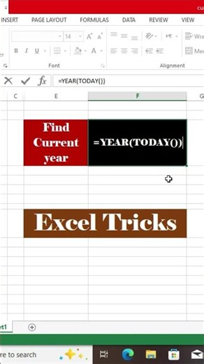 How to Get Current Year in Excel #exceltutorial