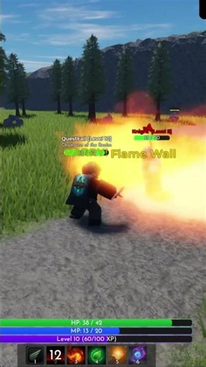 QuestFall Roblox RPG Game Devlog - Spell Showcase #4 - Flame Wall - Fire #roblox