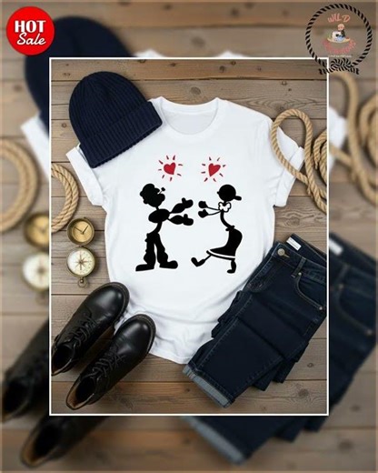 Popeye & Olive Oyl Retro Love DTF T-Shirt | Classic Cartoon Romance
