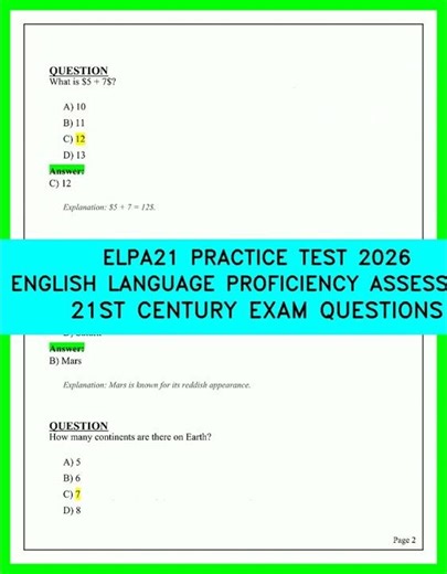 ELPA21 PRACTICE TEST 2026 ENGLISH LANGUAGE PROFICIENCY ASSESSMENT 21ST CENTURY EXAM QUESTIONSVIDEO