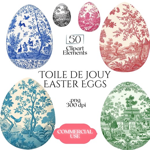 Toile De Jouy Easter Eggs Clipart, Vintage French Egg PNG, Easter Decor Graphics, Spring Holiday Design (50 Files, Transparent Background) - Etsy