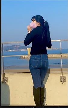 회사원 출근 스키니진 청바지 코디 무보정 촬영연습중 여친룩 💗 outfits Look SKINNYJEANS 기장대변항 스키니진 코디 여자 🧦163m/51kg オフィスルック