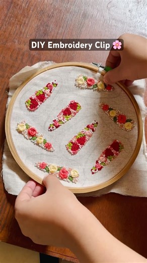 Embroidery HairClip Tutorial #embroidery #handembroidery #handmade #threadart #shortsviral #ytshorts