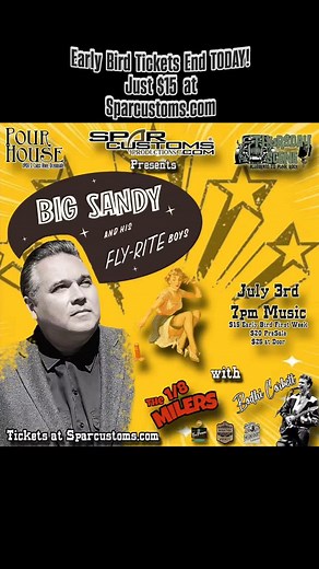 Early Bird $15 tickets end todayso grab em at sparcustoms.com Pre Sale $20 after that. Few tables left to purchase also. July 3rd Holiday Hot Rod Ruckus will be going off. @mrbigsandy @bodhi_corbett @8thmilers | Spar Customs Productions