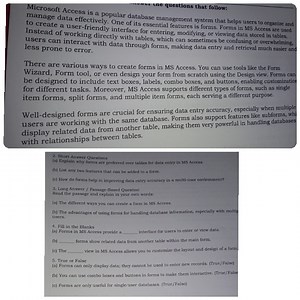 Microsoft Access Forms - Questions2. Short Answer Questions(... | Filo