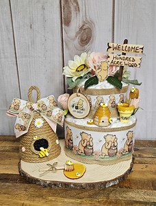 Winnie the Pooh 2 Tier Diaper Cake or Set for Girls-pooh Centerpiece-girl Theme Classic Winnie the Pooh Baby Shower Decor-pooh Baby Girl - Etsy