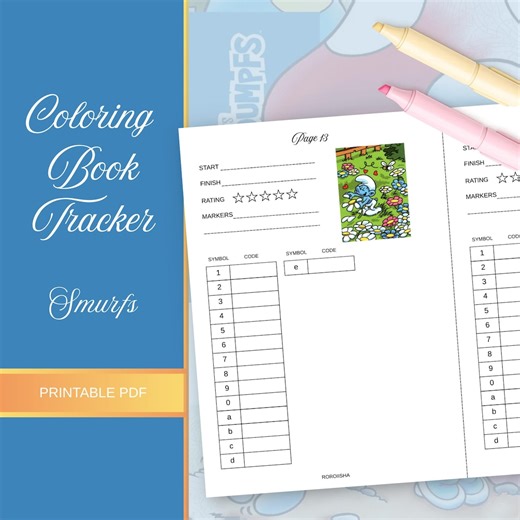 Tracker Coloring Book Smurfs Color by Number Tracker Page Printable Marker Color Code PDF Coloring Log Instant Download Digital - Etsy UK