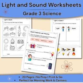 Light & Sound Worksheets – Grade 3 Science