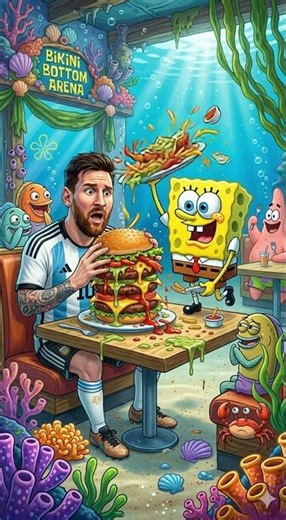 #Messi Eating At The Krabby Patty 🍔😂 #Shorts #Viral #Trending #Funny #YouTubeShorts