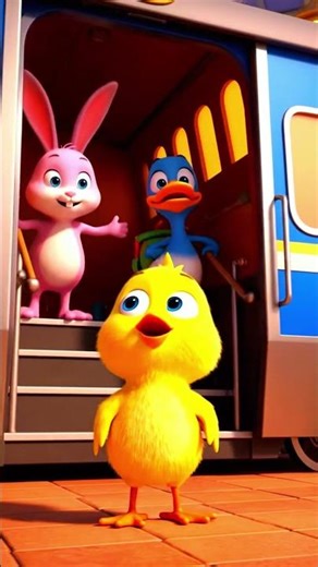 Cute Cartoon Chick Traveling by Train 🐥✨