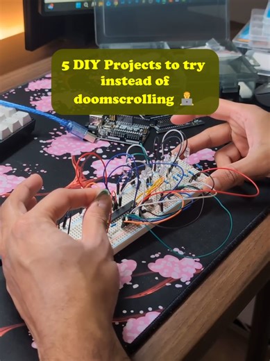 Getting stuck in creative projects is the best way to learn! Here are 5 to get going 👨‍💻: 1. 360° Rotating Marble Run - Enclosed with Lights 2. Levitation Energy Reactor 3. DIY Arduino Obstacle Avoiding Car & WiFi Controlled 4. Smart Thermostat 5. Audio Reactive WLED LED Lamp Link to these in bio or comment