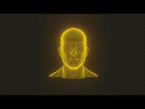 Yellow Hologram Male Head 3D Model Animated with Facial Expressions [Turnaround]
