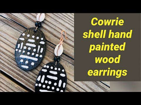 Jewelry tutorial how To Make cowrie shell African Inspired Hand painted wood earrings￼￼