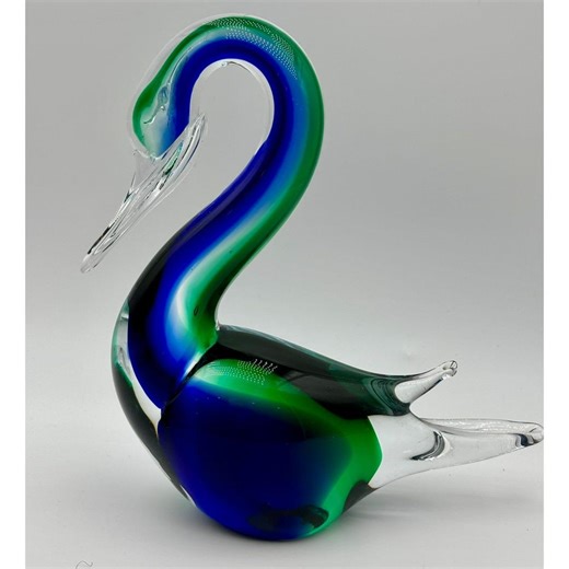 Mid Century Venetian Sommerso Art Glass Swan Sculpture - Etsy