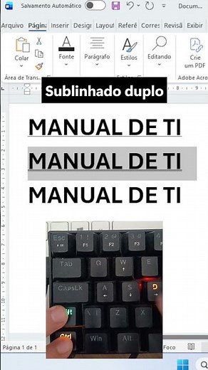 Atalhos para sublinhar o texto no Word #pc #ti #shorts