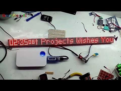 ESP32 MAX7219 DHT11 Weather Clock Temperature and Humidity & Message