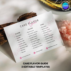 Cake Tasting Guides for Bakery, Cake Consultation, Cake Flavor Card, Cake Business, Instant Download Editable Canva Template, Deluxe Bakery - Etsy