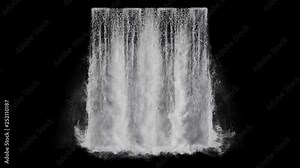 waterfall texture seamless loop, 4k, isolated on black, foam and mist, perfectly looped