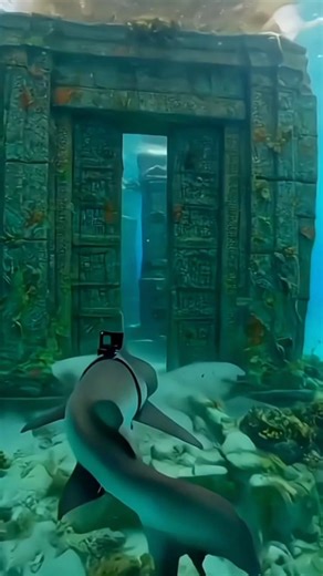 Shark POV Finds Giant Ancient Gate in the Bermuda Triangle! #shorts #shortsfeed #shark
