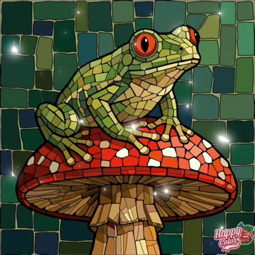 Colour with me a frog Mosaic in Happy Color App