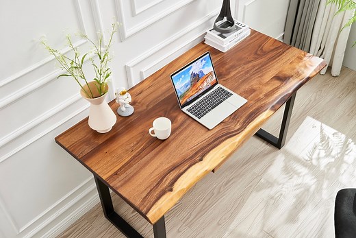 Live Edge Walnut Desk: Modern U-shaped Legs, Handcrafted Metal Base - Etsy