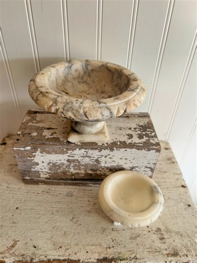 Vintage Italian Alabaster Bird Bath | Miniature Marble Decor - Etsy