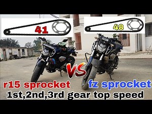 r15 chain sprocket in fz v3 || stock fz vs modified fz || chain sprocket size ka kitna fark padhta h