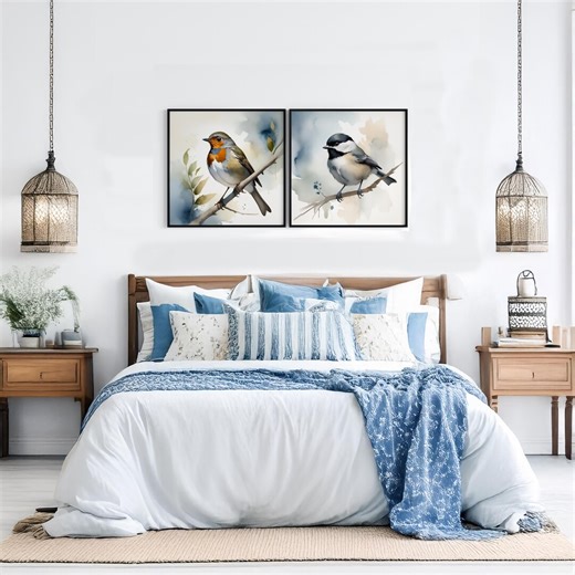 New England Springtime Wall Art Set. Chickadee and Robin, 2-piece. Quiet Luxury. Digital Download. - Etsy