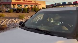 UPDATE: A police cruiser at the scene of a Wednesday morning officer-involved shooting could be seen with what appeared to be bullet holes through the windshield. FULL STORY: https://www.8newsnow.com/news/local-news/officer-involved-shooting-reported-in-southwest-las-vegas-valley/ | 8 News Now