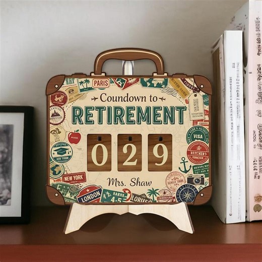 Personalized Retirement Countdown Sign, Custom Luggage Travel Theme Calendar, Days Until Retirement Tracker Gift for Coworker Boss - Etsy