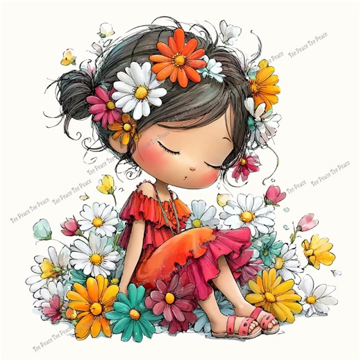 Flower Garden Girl Fabric Panel, Quilt Sewing Square, Multiple Sizes, Fc7l - Etsy