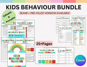 Editable Kids Behaviour Chart Bundle, ABC Behaviour Chart,toddler Behaviour Tracker,weekly Behaviour Reward Chart, Good Behaviour Checklist. - Etsy