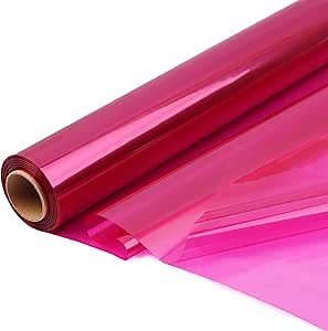 CMFYHM Pink Cellophane Wrap Roll,Colorful Cello 34 In Wide X 100 Ft Long, Translucent Colored Cellophane Wrapping Paper for Gift Baskets Wrap, Treats, Holiday, DIY Arts Crafts Decoration (Pink)