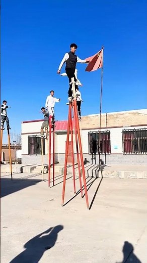 Walking on Stilts With Incredible Balance 🚩😳