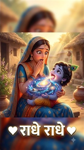 जब मैया यशोदा ने कान्हा के मुख में देखा पूरा ब्रह्माण्ड 😲 |श्रीकृष्ण की लीला Krishna Leela #shorts