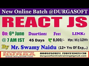 REACT JS Online Training @ DURGASOFT
