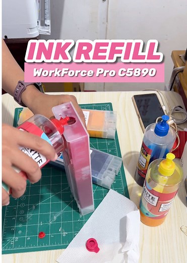 Ink Refill of our Epson WorkForce Pro C5890 🥰 After 3 months, first time magrefill pero yung naiwang laman nasa kalahati pa 😉 Make sure to always monitor its ink level para maiwasan ang pag-clog. Epson Workforce Pro C5890 Printer recommendation Printer with scanner and xerox Printer for small business Printer 3 in 1 Printer for printing business Printer for photo printing Printer with scanner and xerox Printer with wifi Printer with long photocopier Printer with photocopy Printer with colored