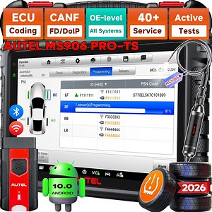 Autel Scanner MaxiSYS MS906 PRO-TS, 2026 MS906 Pro TS Up of MS906MAX MS906PRO MP900TS MP900BT, Top TPMS Function, CAN FD&DoIP, Bidirectional Scan Tool, 3000 Active Test, 36 Service, FCA, OS 10