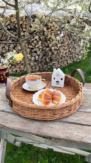 Round Woven Tray With Leather Handles, Large Wicker Serving Tray for Coffee Table, Rustic Boho Ottoman Decor, Handmade Table Centerpiece - Etsy