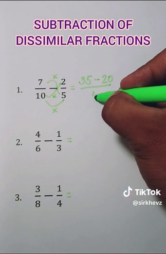 Subtracting Dissimilar Fractions #fyp #fypシ #foryou #viralvideo #math #mathtutorial #sirkhevz