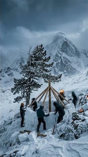 Snow Shelter with a Twist Glows All Night #bushcraft #survival #extreme