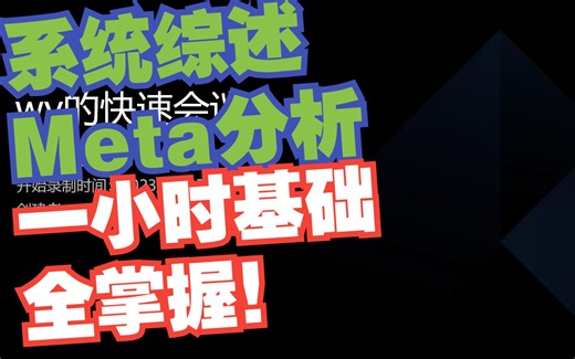 meta分析一小时全入门！！！Vlog18#全网最快最全meta分析入门教学