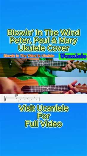 Blowin' in the wind / Peter, Paul & Mary Ukulele Cover (short) @UCanLele2023