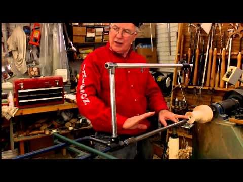 Turning a tulip shapped wood vessel using Lyle's captured boring bar and Laser measuring. Part 1