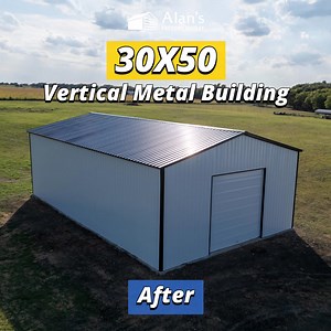29K views · 70 reactions | We’ve turned this property into the ultimate storage haven with a 30x50 vertical metal garage. Watch the before & after and imagine what we can do for you! Need extra space? We’ve got you covered visit https://alansfo.com/4cgmO8n #GarageTransformation #CustomMetalBuildings #BeforeAndAfter #Alansfactoryoutlet | Alan's Factory Outlet | Facebook