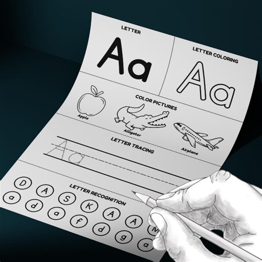 Alphabet Learning Printable | ABC Worksheet Activity for Kids | Letter Tracing Coloring Recognition | A4 US Letter PDF - Etsy